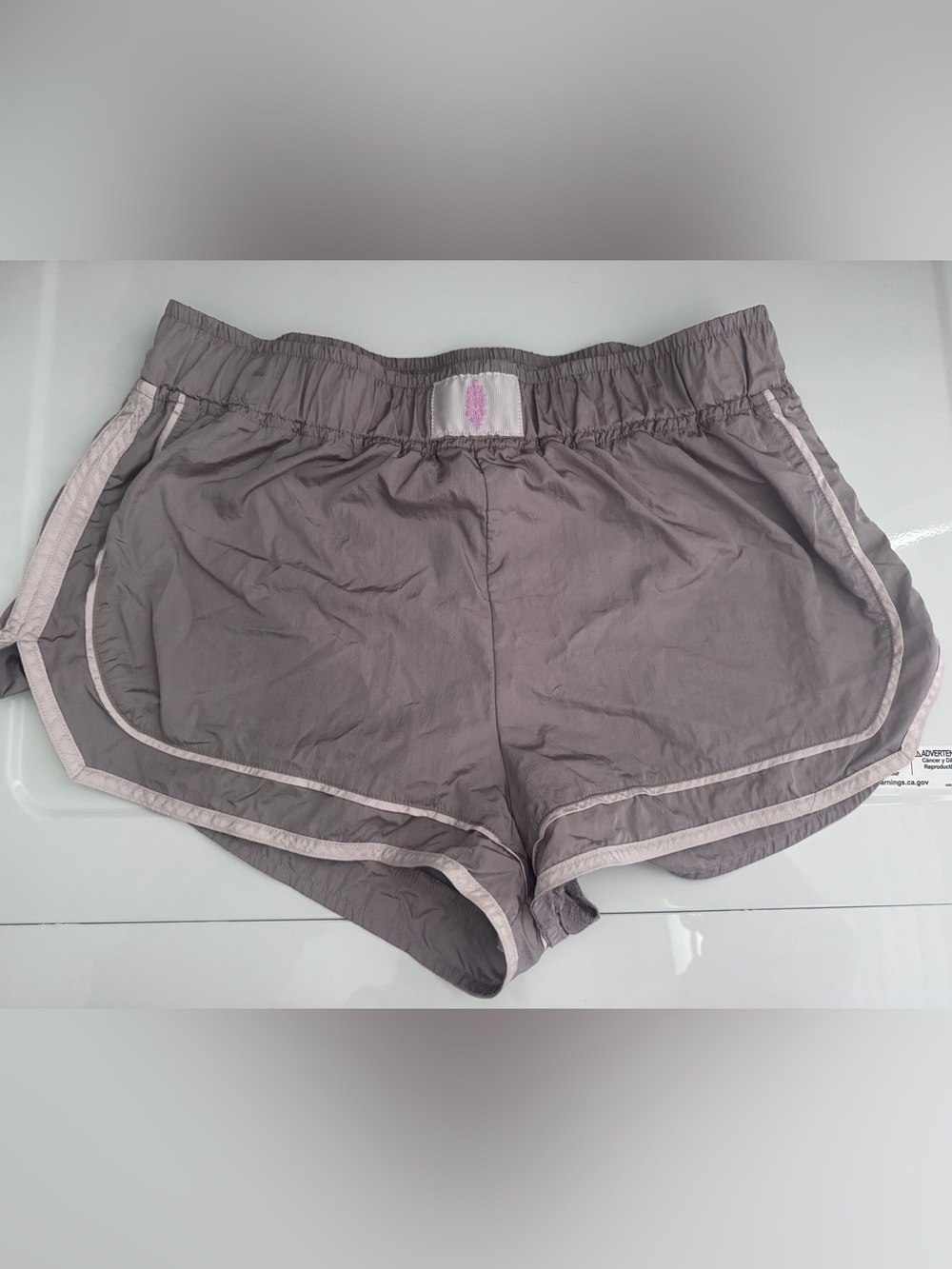 FP Movement by Free People Grey Athletic Shorts with Cream Trim